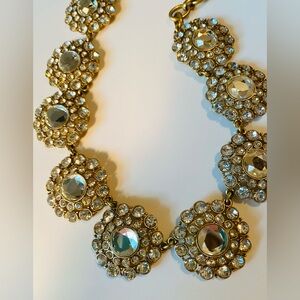 J Crew Bold Rhinestone And Gold Costume Jewelry Necklace, Excellent Condition